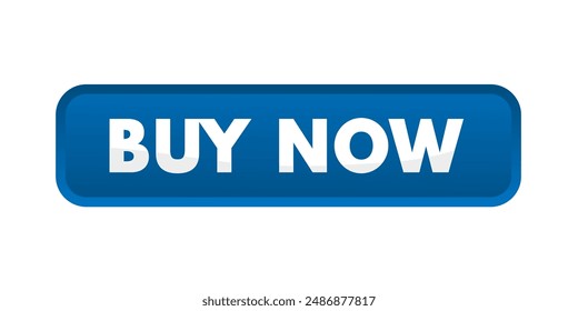 buy now, blue rectangular 3D button - vector illustration	