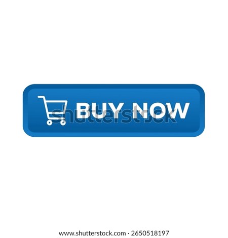 buy now – blue rectangular 3D button – vector illustration