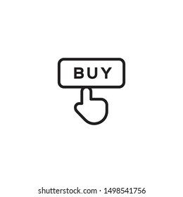 Buy now button, click, website element. Finger push on pay button icon. concept of online shopping and retail e-commerce for web trade business. 
