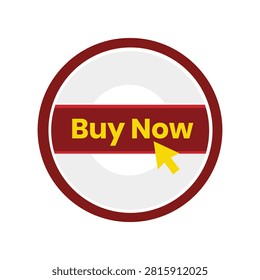 Buy now button with cursor click icon isolated on white background modern vector illustration suitable for ecommerce shopping websites online stores checkout and digital marketing call to action designs.
