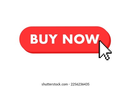 Buy now button with cursor. Pointer click. Vector web button.