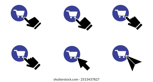 Buy Now Button with Cursor, for purchase shop store online E commerce. Hand Click and arrow Cursor