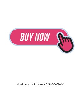 Buy now button with hand clicking icon