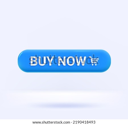 Buy now button isolated on white background. 3d vector illustration
