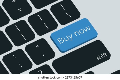 Buy now button on keyboard keys vector. Simple style