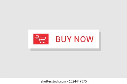 Buy now button. Red Buy now button with shopping cart icon template, Web design elements