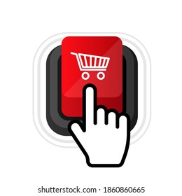 Buy now button. Red Buy now button with shopping cart.