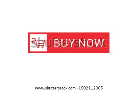 Buy now button. Red Buy now button with shopping cart icon template, Web design elements