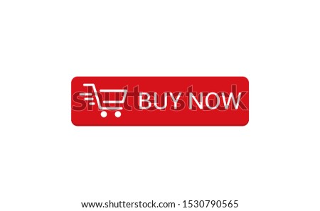 Buy now button. Red Buy now button with shopping cart icon template, Web design elements