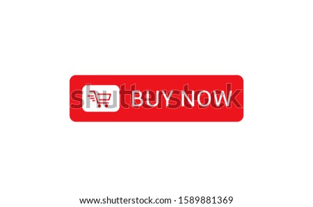 Buy now button. Red Buy now button with shopping cart icon template, Web design element for Online Store Website