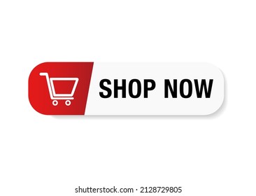 Buy now button. Buy now red square button isolated on white background. Red Buy now button with shopping cart icon template. Web buy now button icon. 