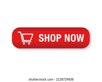 Buy now button. Buy now red square button isolated on white background. Red Buy now button with shopping cart icon template. Web buy now button icon. 