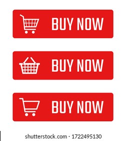 buy now button set, shopping trolley signs