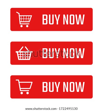 buy now button set, shopping trolley signs