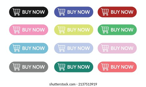 Buy Now Button Set. Vector isolated editable illustration set
