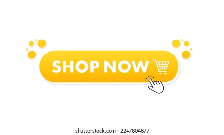 Buy now button with shopping cart. Shop now. Modern collection for web site. Online shopping. Click here, apply, buttons hand pointer clicking. Vector illustration