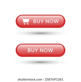 Buy now button. Shopping red button icon.