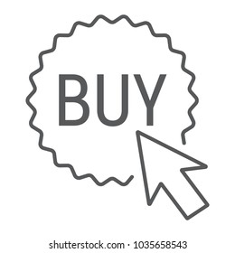 Buy now button thin line icon, e commerce and marketing, shop sign vector graphics, a linear pattern on a white background, eps 10.