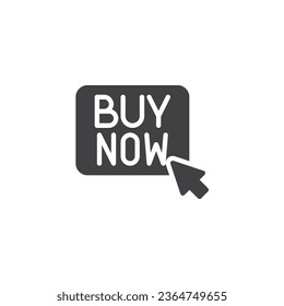 Kaufen Sie jetzt Schaltfläche Vektorsymbol. volles Flachzeichen für mobiles Konzept und Webdesign. Kaufen Sie jetzt klicken Sie auf das Symbol glyph. Symbol, Logo-Abbildung. Vektorgrafik