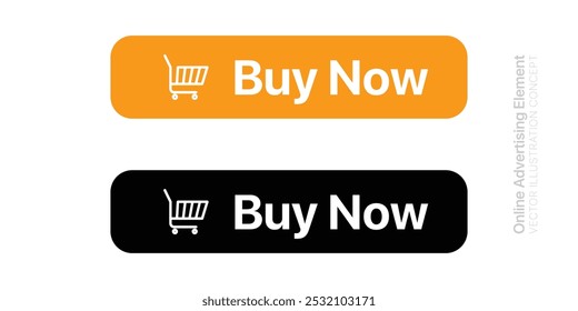 'Buy Now' buttons featuring sleek, minimalist designs and a clear shopping cart icon. Vector illustration concept.