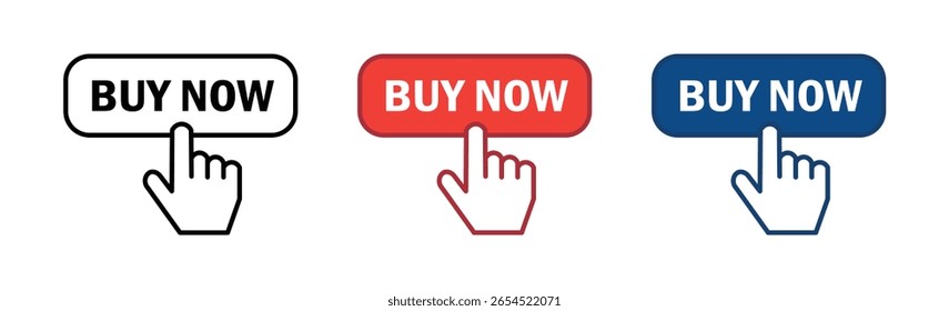 Buy now with click hand cursor icon , vector illustration .