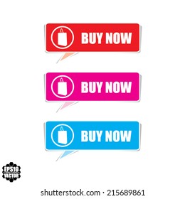 Buy now colorful button template and Set of modern e-commerce buttons and icons. Vector.