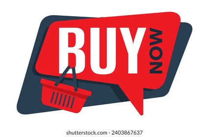 Buy Now decorative button in message box shape, and with shopping cart. For Promotional Mailing or Main Page banner.