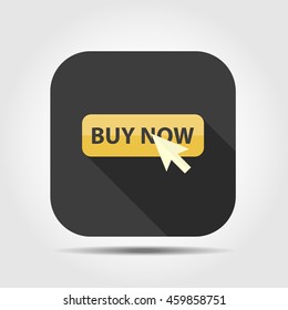 buy now flat icon with long shadow, vector illustration