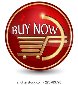 Buy Now glossy red web icon. Buy now red circle glossy web icon / button on white background.