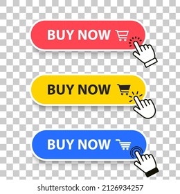 Buy Now Icon. Button Click Mouse Cursor and Shopping Ticket Vector Design on White Background.