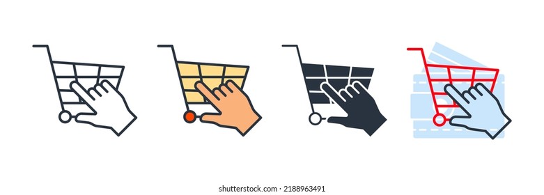 buy now icon logo vector illustration. Click and shopping cart symbol template for graphic and web design collection