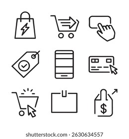 Buy Now Icon Set. E-commerce Icons Set for Online Shopping
