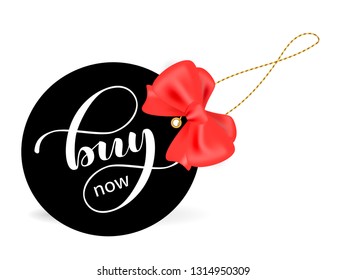 Buy Now lettering black Label. Vector Illustration
