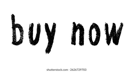 Buy now lettering Handwritten word Modern brush calligraphy Template for marketing ad, print, web, banner, poster, flyer Ink illustration