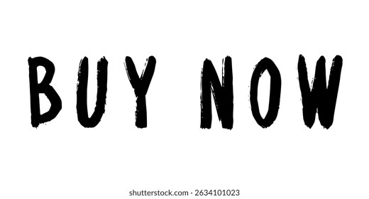 Buy now lettering Handwritten word Modern brush calligraphy Template for marketing ad, print, web, banner, poster, flyer Ink illustration