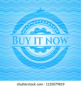 Buy it Now light blue warer style emblem.