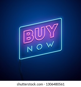 Buy Now neon sign. Vector illustration.