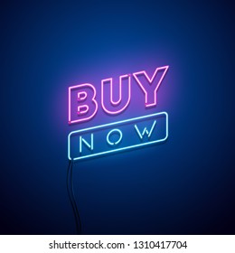 Buy Now neon sign. Vector illustration.