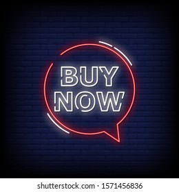 Buy Now Neon Signs Style Text Vector