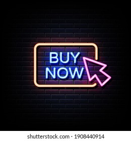 Buy Now Neon Signs Style Text Vector