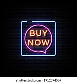 Buy Now Neon Signs Style Text Vector