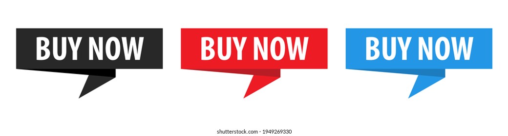 Buy Now - Origami Speech Bubble. Vector banner. Label set