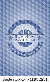 Buy Now Pay Later blue hexagon badge.