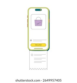 Compre agora Pague mais tarde aplicativo móvel com recibo - Fintech Vetor Ilustração