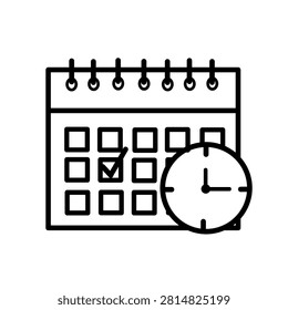 Buy now pay later schedule calendar vector icon line art