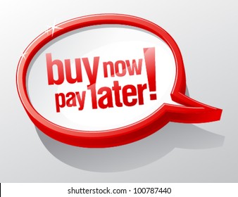 Buy now pay later shiny speech bubble.