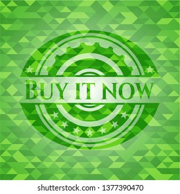 Buy it Now realistic green emblem. Mosaic background