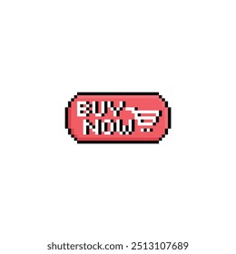 buy now red button 8 bit icon online shop Pixel art 8-bit for game