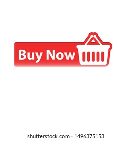 buy now red button. website element. online shop icon, shopping cart icon