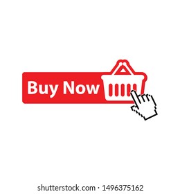 buy now red button. website element. online shop icon, shopping cart icon